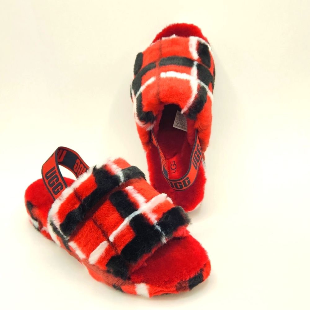 UGG New Without Box Fluff Yeah Slide Plaid Punk-Size 10